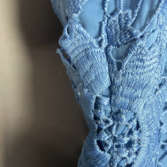 Talbots Dress Sunflower Lace Sheath Short Sleeve Cornflower Blue Size 6 Feminine - Picture 7 of 14